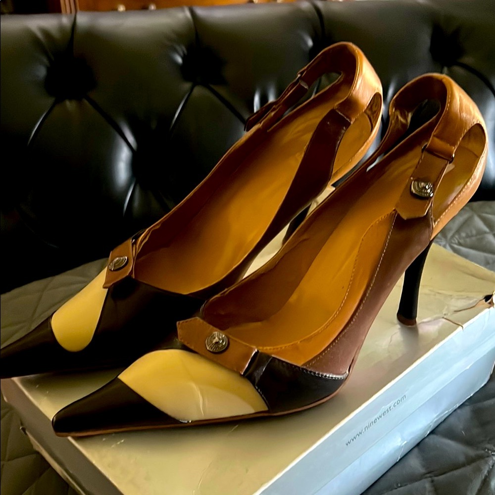 Elegant Brown and Cream Women's Heels